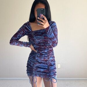 0349 • WILD FABLE Women’s Medium Marble Print Longsleeved Bodycon Mini Dress
